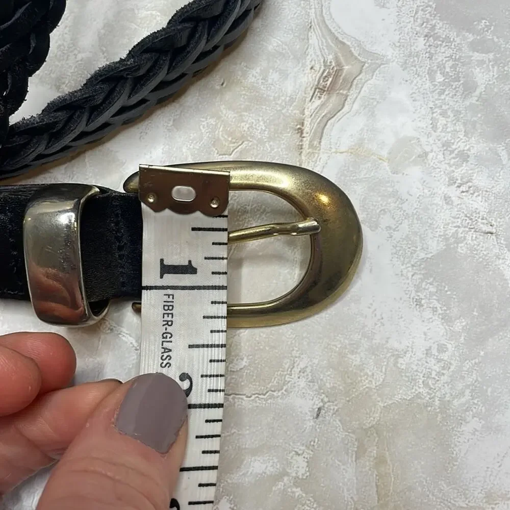 Vintage navy blue braided leather belt